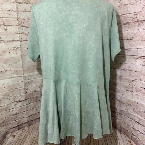 Anthro eri + ali Asymmetrical Peplum Mint Top SZ L - Picture 6 of 8